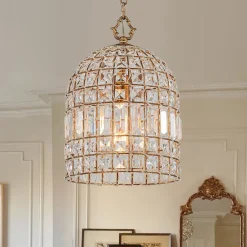 (OpenBox) French Antique Brass Crystal Cage Chandelier