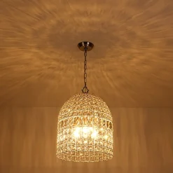 (OpenBox) French Antique Brass Crystal Cage Chandelier