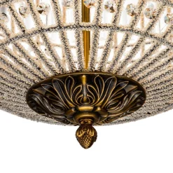 (OpenBox) French Antique Brass Crystal Globe Chandelier