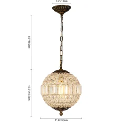 (OpenBox) French Antique Brass Crystal Globe Chandelier