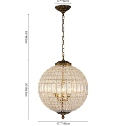 (OpenBox) French Antique Brass Crystal Globe Chandelier