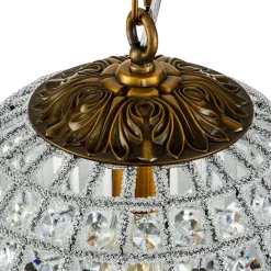 (OpenBox) French Antique Brass Crystal Globe Chandelier