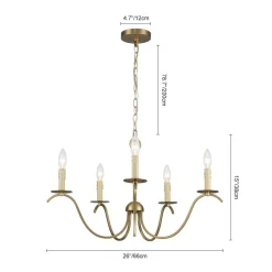 (OpenBox) French Farmhouse 5-Light Brass Candle Style Chandelier