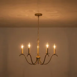 (OpenBox) French Farmhouse 5-Light Brass Candle Style Chandelier