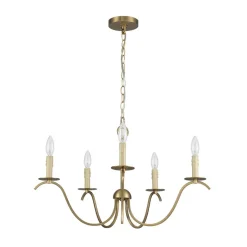 (OpenBox) French Farmhouse 5-Light Brass Candle Style Chandelier