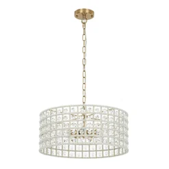 (OpenBox) French Luxury Brass Crystal Drum Cage Chandelier