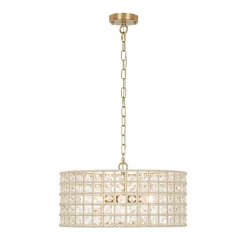 (OpenBox) French Luxury Brass Crystal Drum Cage Chandelier