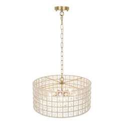 (OpenBox) French Luxury Brass Crystal Drum Cage Chandelier
