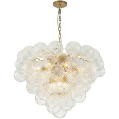 (OpenBox) Glam Brass Cluster Ribbed Glass Globe Bubble Chandelier