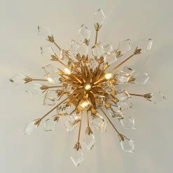 (OpenBox) 4-Light Bloom Crystal Leaf Semi Flush Mount Light