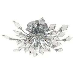 (OpenBox) 4-Light Bloom Crystal Leaf Semi Flush Mount Light