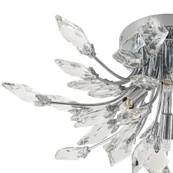 (OpenBox) 4-Light Bloom Crystal Leaf Semi Flush Mount Light