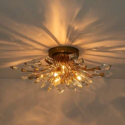 (OpenBox) 4-Light Bloom Crystal Leaf Semi Flush Mount Light