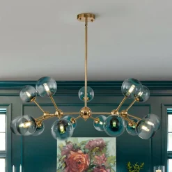 (OpenBox) 15-Light Blue Glass Globe Bubble Sputnik Branch Chandelier