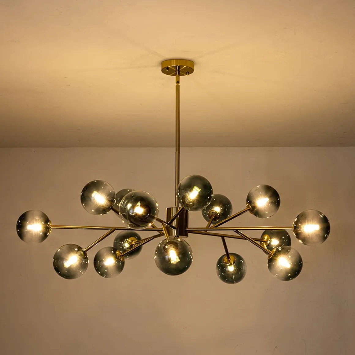 (OpenBox) 15-Light Branch Blue Glass Globe Bubble Chandelier