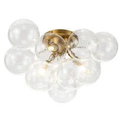 (OpenBox) 3-Light Brass Cluster Clear Glass Globe Bubble Ceiling Light