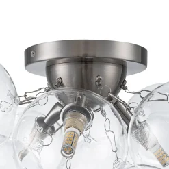 (OpenBox) 3-Light Brass Cluster Clear Glass Globe Bubble Ceiling Light