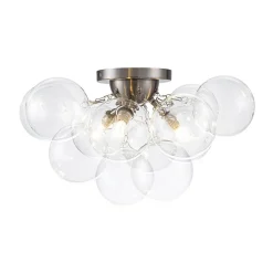 (OpenBox) 3-Light Brass Cluster Clear Glass Globe Bubble Ceiling Light