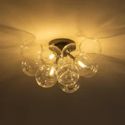 (OpenBox) 3-Light Brass Cluster Clear Glass Globe Bubble Ceiling Light