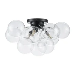 (OpenBox) 3-Light Brass Cluster Clear Glass Globe Bubble Ceiling Light