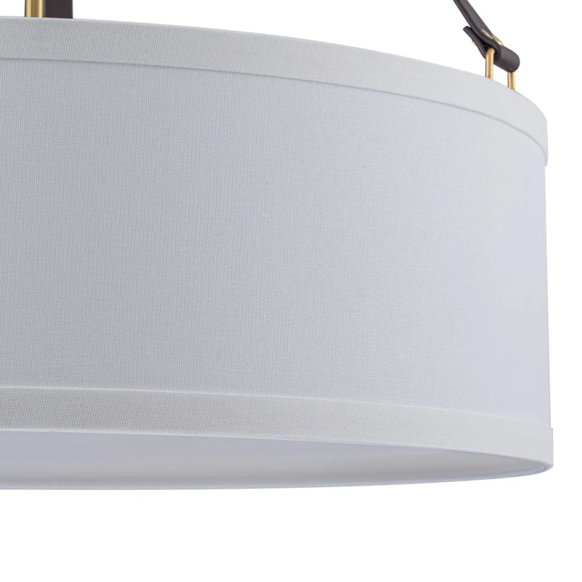 (OpenBox) 4-Light Brass White Linen Wide Drum Cage Pendant Light