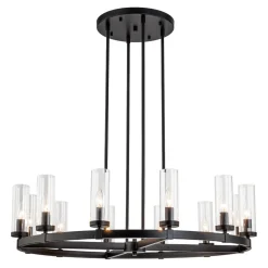 (OpenBox) 12-Light Clear Glass Shade Wagon Wheel Chandelier