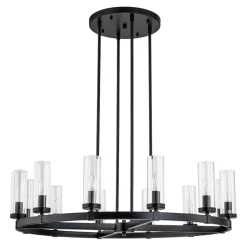 (OpenBox) 12-Light Clear Glass Shade Wagon Wheel Chandelier