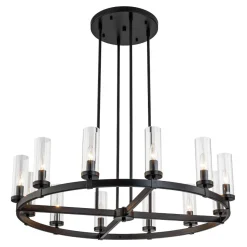 (OpenBox) 12-Light Clear Glass Shade Wagon Wheel Chandelier