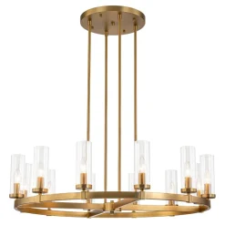 (OpenBox) 12-Light Clear Glass Shade Wagon Wheel Chandelier