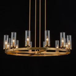 (OpenBox) 12-Light Clear Glass Shade Wagon Wheel Chandelier