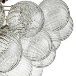 (OpenBox) 3-Light Cluster Ribbed Glass Bubble Semi Flush Chandelier