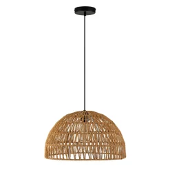 (OpenBox) 1-Light Coastal Bohemian Woven Rope Dome Pendant