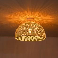 (OpenBox) 1-Light Coastal Bohemian Woven Rope Dome Pendant