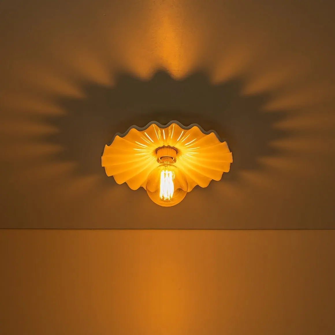 (OpenBox) 1-Light Creamy Ceramic Shade Semi Flush Mount