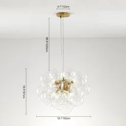 (OpenBox) 6-Light Dimmable Brass Cluster Clear Glass Bubble Sphere Chandelier