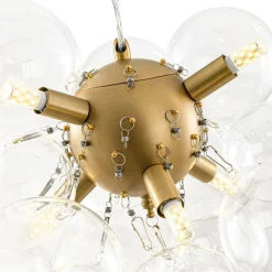 (OpenBox) 6-Light Dimmable Brass Cluster Clear Glass Bubble Sphere Chandelier
