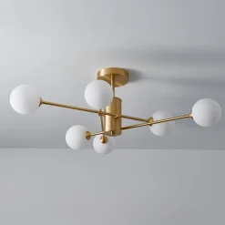 (OpenBox) 6-Light Opal Glass Globe Linear Sputnik Semi Flush