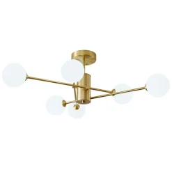 (OpenBox) 6-Light Opal Glass Globe Linear Sputnik Semi Flush