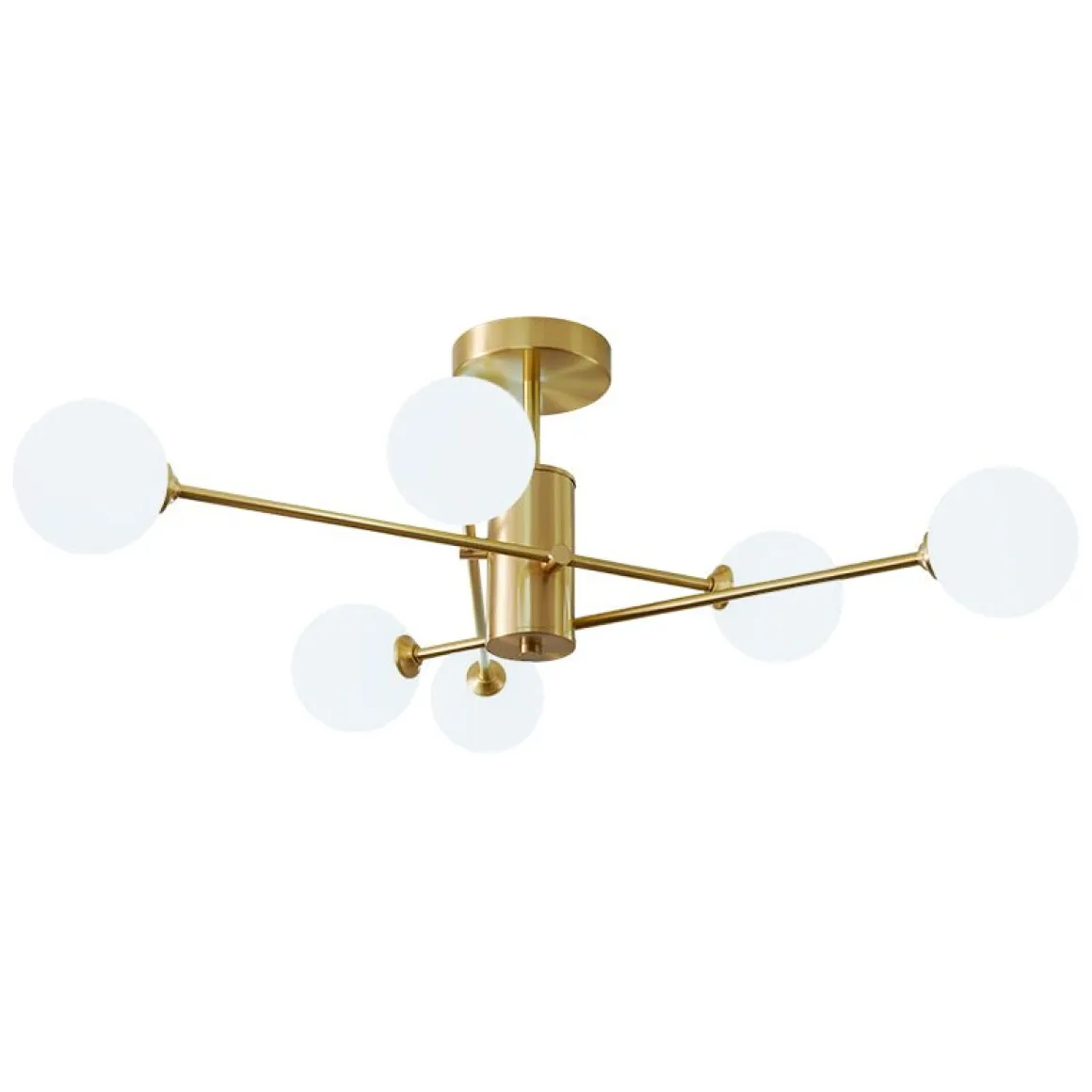 (OpenBox) 6-Light Opal Glass Globe Linear Sputnik Semi Flush