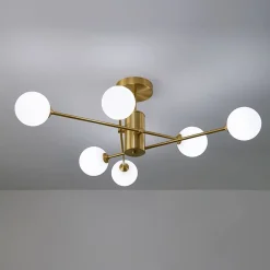 (OpenBox) 6-Light Opal Glass Globe Linear Sputnik Semi Flush
