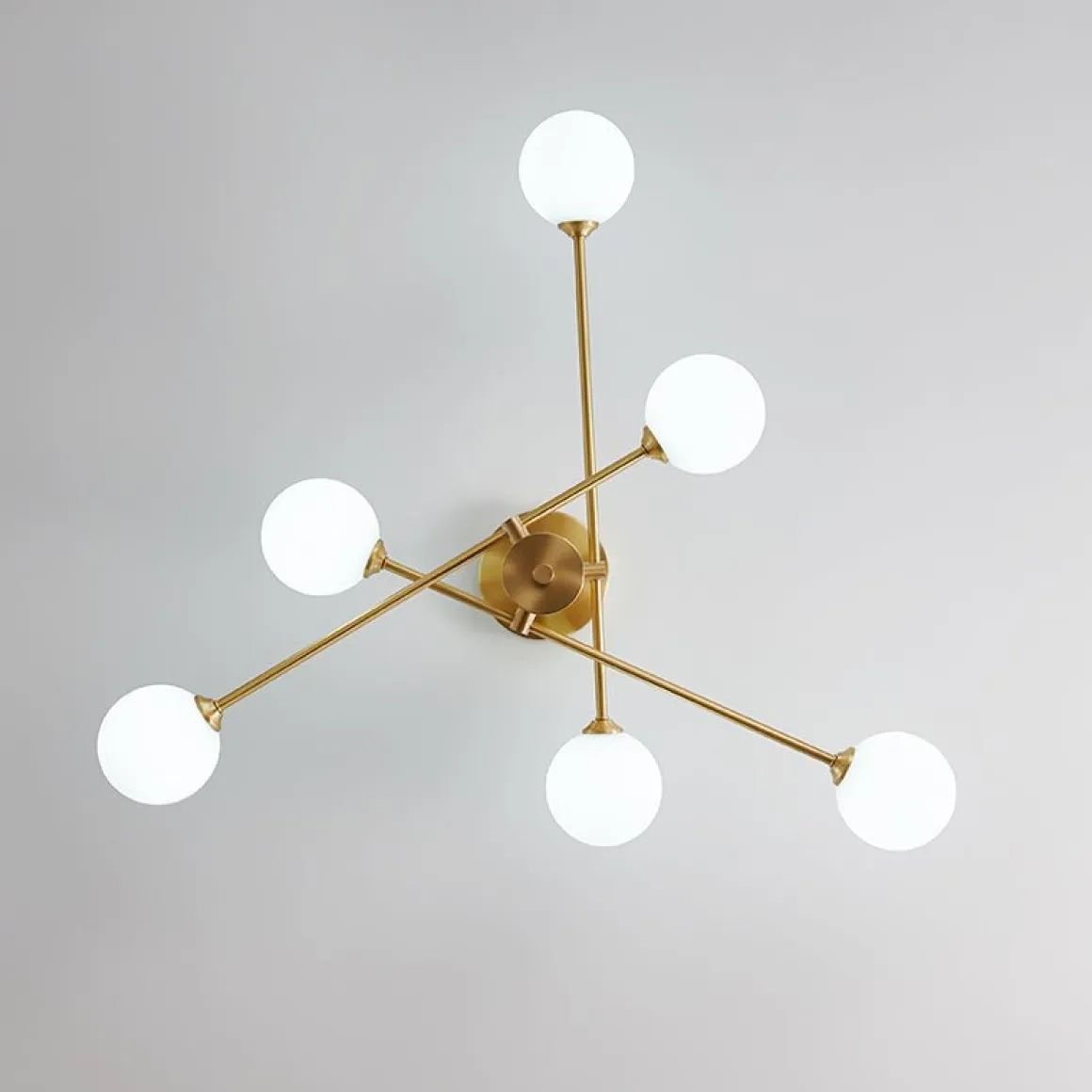 (OpenBox) 6-Light Opal Glass Globe Linear Sputnik Semi Flush
