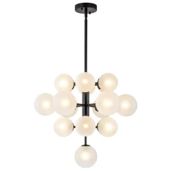 (OpenBox) Mid-Century Frosted Glass Bubble Tiered Sputnik Chandelier