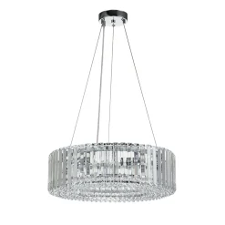 (OpenBox) Modern Chrome Round Drum Crystal Chandelier