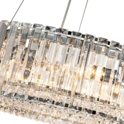 (OpenBox) Modern Chrome Round Drum Crystal Chandelier