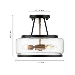 (OpenBox) Modern Farmhouse Drum Glass Semi Flush Mount