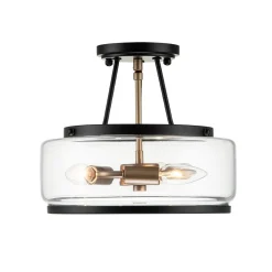 (OpenBox) Modern Farmhouse Drum Glass Semi Flush Mount