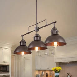 (OpenBox) Modern Farmhouse 3-light Island Pot Lid Dome Pendant