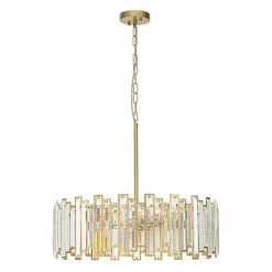 (OpenBox) Modern Glam Brass 6-Light Crystal Drum Cage Chandelier