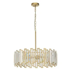 (OpenBox) Modern Glam Brass 6-Light Crystal Drum Cage Chandelier