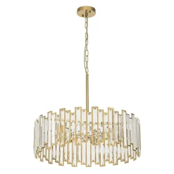 (OpenBox) Modern Glam Brass 6-Light Crystal Drum Cage Chandelier